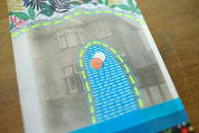 Load image into Gallery viewer, Neon Yellow And Turquoise Floral Abstract Art Collage On Retro Postcard