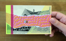 Load image into Gallery viewer, Red, Yellow And Pink Abstract Mixed Media Art Collage On Vintage Postcard