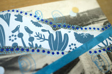 Load image into Gallery viewer, Blue Abstract Organic Mixed Media Art Collage On Vintage Postcard