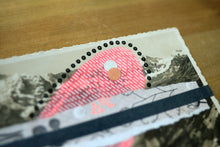 将图片加载到图库查看器,Neon Red, Grey And Black Mixed Media Art On Retro Postcard