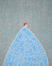 Charger l'image dans la galerie, Mixed media collage on wood: portrait of a woman in blue- Naomi Vona Art