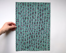 Load image into Gallery viewer, Black Green White Abstract Art