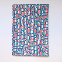 Load image into Gallery viewer, Grey, Neon Red And Turquoise Abstract Art