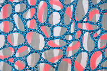 Load image into Gallery viewer, Grey, Neon Red And Turquoise Abstract Art