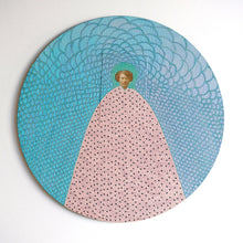 将图片加载到图库查看器,Contemporary Collage Art On Round Wood Board - Naomi Vona Art