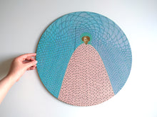 将图片加载到图库查看器,Contemporary Collage Art On Round Wood Board - Naomi Vona Art