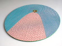 将图片加载到图库查看器,Contemporary Collage Art On Round Wood Board - Naomi Vona Art