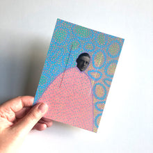 Load image into Gallery viewer, Blue, Yellow And Salmon Pink Postcard