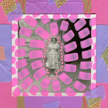 将图片加载到图库查看器,Pink, Lilac And Green Mint Mixed Media Collage On Paper - Naomi Vona Art