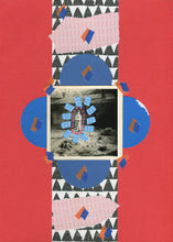 将图片加载到图库查看器,Black Red Blue Mixed Media Collage Artwork On Paper - Naomi Vona Art