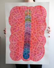 Charger l'image dans la galerie, Neon Red And Rainbow Colours Abstract Drawing Collage - Naomi Vona Art