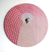 将图片加载到图库查看器,Contemporary Vintage Collage On Round Wood Panel - Naomi Vona Art