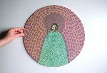 Load image into Gallery viewer, Retro Vintage Art Collage On Circular Wood Board - Naomi Vona Art