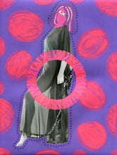 Load image into Gallery viewer, Neon Pink And Purple Nude Woman Vintage Portrait Photo Altered With Pens - Naomi Vona Art