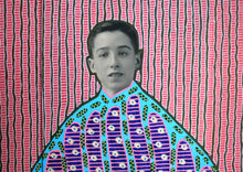 Load image into Gallery viewer, Red, Blue And Green Collage On Wood Panel