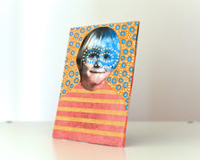将图片加载到图库查看器,Neon Masked Vintage Boy Portrait On Canvas - Naomi Vona Art