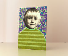 将图片加载到图库查看器,Retro Smiling Baby Boy Portrait Art On Canvas - Naomi Vona Art