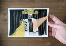 Load image into Gallery viewer, Vintage Beauty Contest Portrait Photography Altered With Neon Washi Tape - Naomi Vona Art