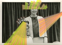 Load image into Gallery viewer, Vintage Beauty Contest Portrait Photography Altered With Neon Washi Tape - Naomi Vona Art