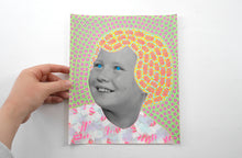 Carica l'immagine nel visualizzatore di Gallery, Smiling Vintage Girl Manipulated With Pens And Washi Tape - Naomi Vona Art