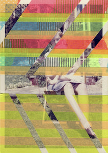 Abstract Neon Contemporary Art Collage On Vintage Portrait - Naomi Vona Art