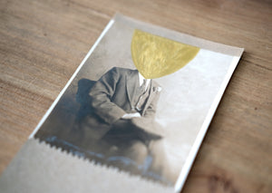 Beige Golden Surreal Collage Art - Naomi Vona Art