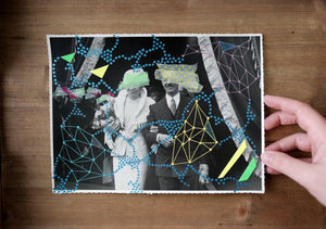 Abstract Collage On Vintage Wedding Couple Photo - Naomi Vona Art