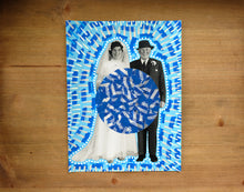 Cargar imagen en el visor de la galería, Blue And White Vintage Wedding Couple Portrait Art Collage - Naomi Vona Art