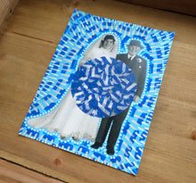 Cargar imagen en el visor de la galería, Blue And White Vintage Wedding Couple Portrait Art Collage - Naomi Vona Art