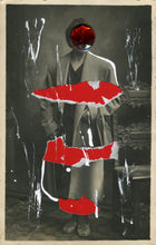 Load image into Gallery viewer, White And Red Collage On Vintage Woman Studio Portrait - Naomi Vona Art
