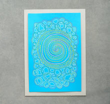 画像をギャラリービューアに読み込む, Bright Turquoise Contemporary Abstract Drawing - Naomi Vona Art