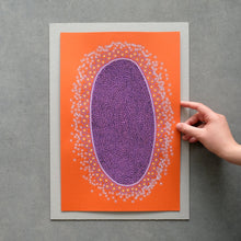 画像をギャラリービューアに読み込む, Purple Abstract Organic Art Drawing Illustration On Orange Paper - Naomi Vona Art