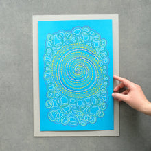 画像をギャラリービューアに読み込む, Bright Turquoise Contemporary Abstract Drawing - Naomi Vona Art