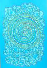 画像をギャラリービューアに読み込む, Bright Turquoise Contemporary Abstract Drawing - Naomi Vona Art
