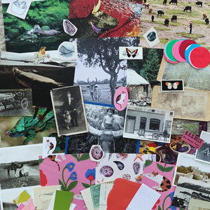 Collage art kit with vintage photos and ephemera, each kit is unique
