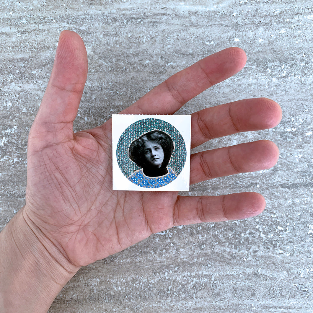 Victorian Female Portrait Round Sticker
