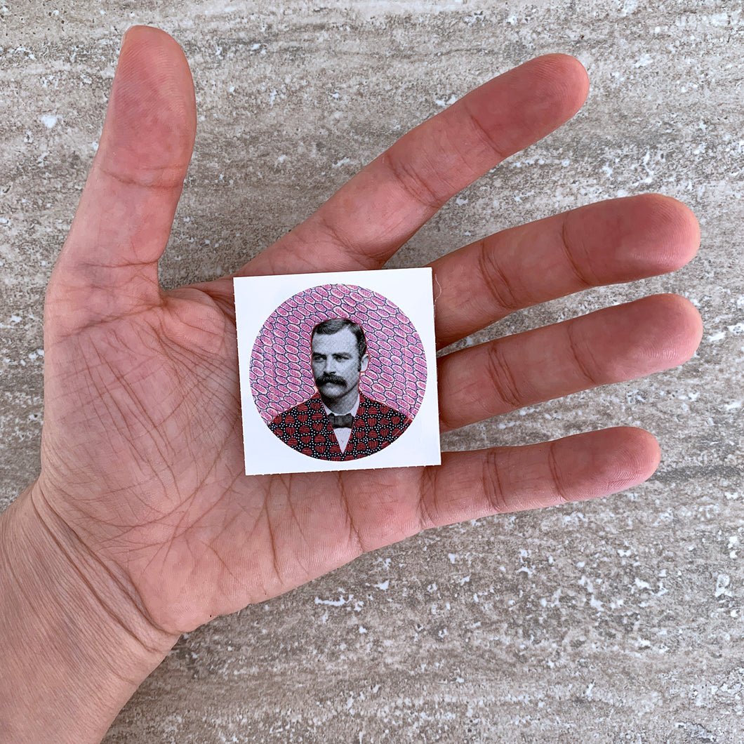 Man With Moustache Portrait Round Sticker