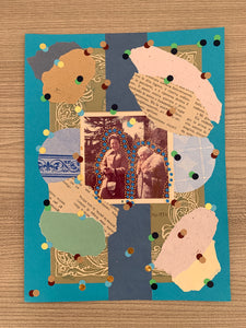 Sample Sale Turquoise Mixed Media Paper Collage