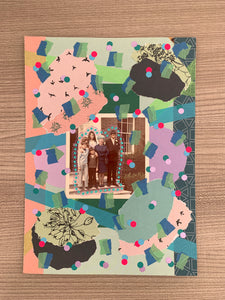 Sample Sale Pastel Shades Family Photo Mixed Media Paper Collage