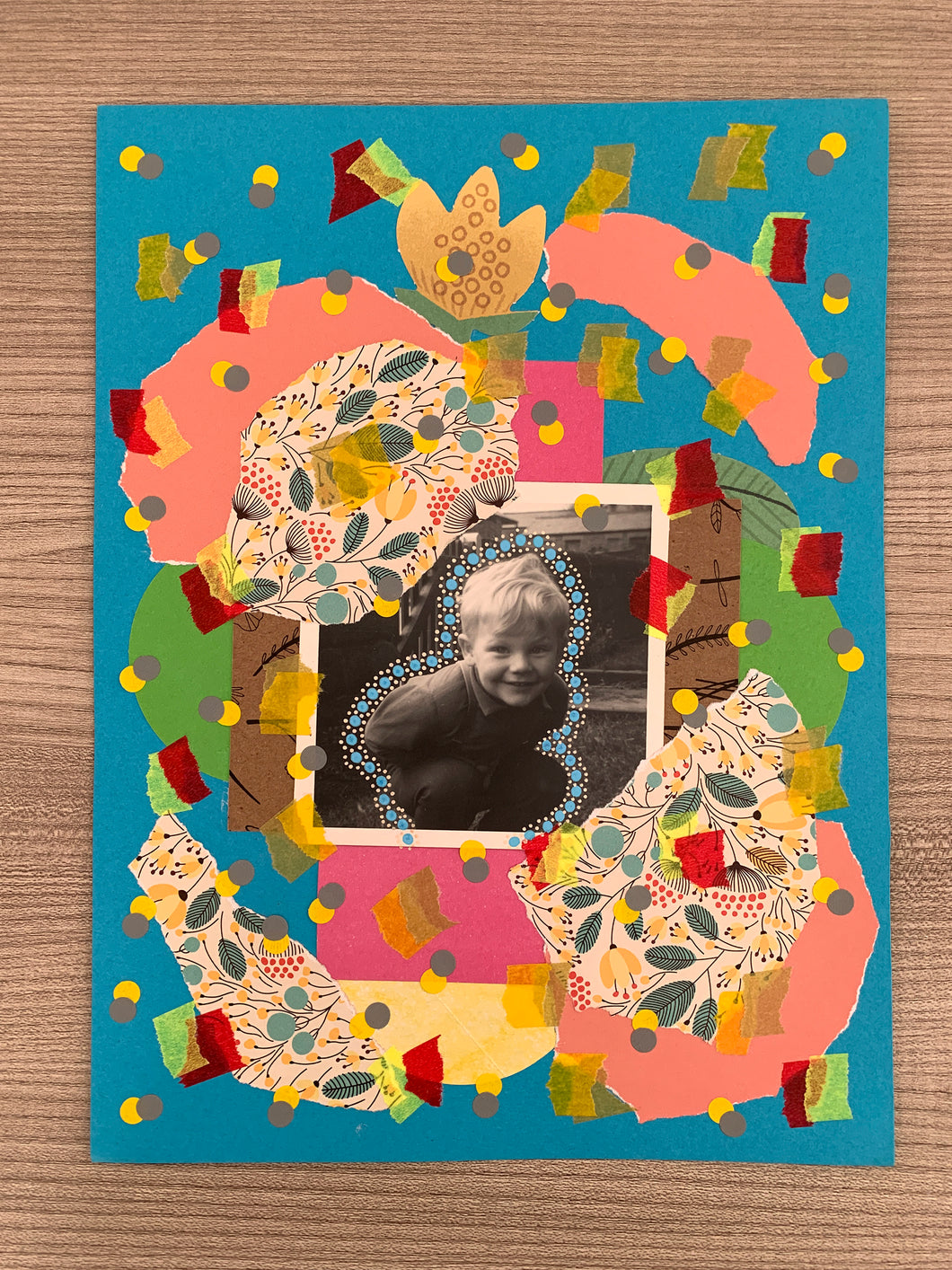 Sample Sale Happy Baby Boy Mixed Media Paper Collage