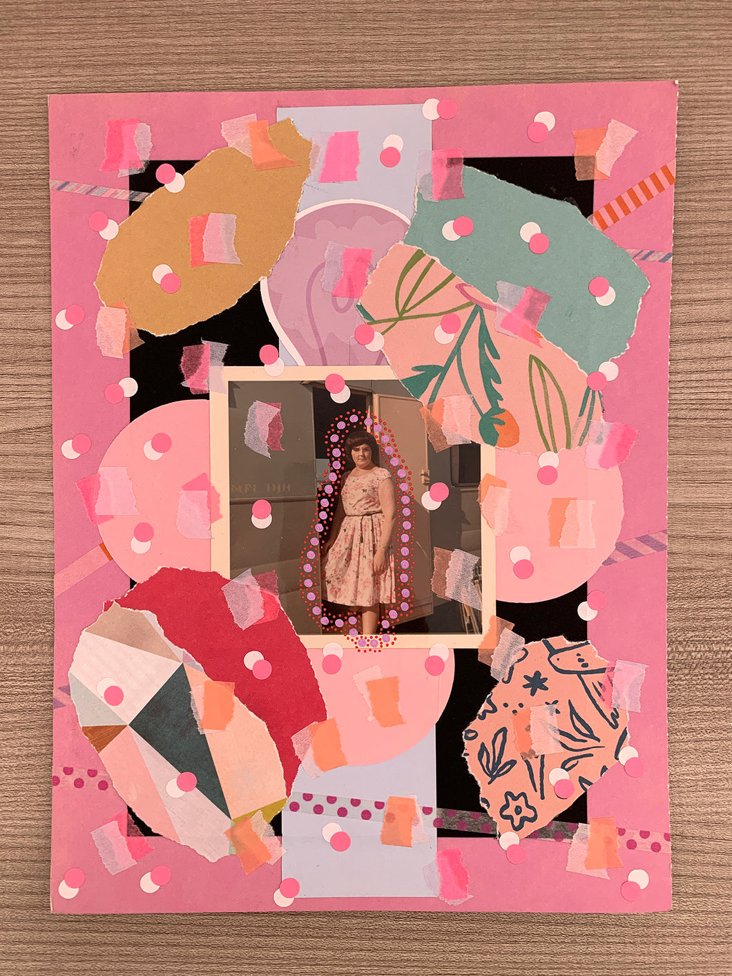 Sample Sale Pastel Pink Mixed Media Paper Collage