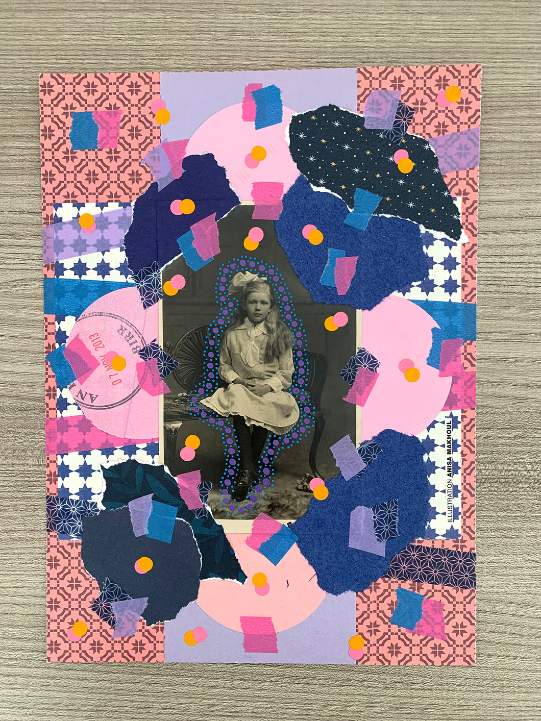 Sample Sale Purple Pink Victorian Mixed Media Paper Collage