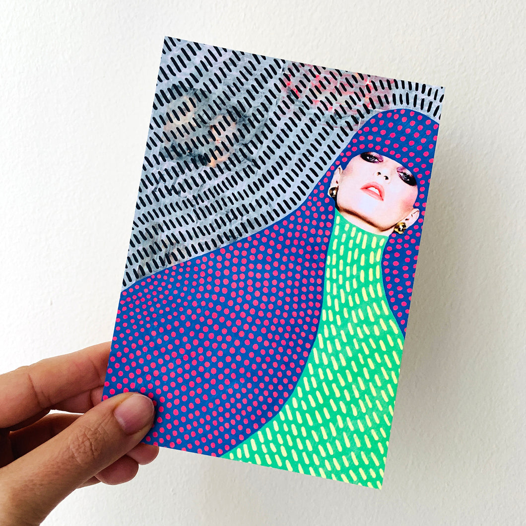 Red Blue Green Fashion Postcard