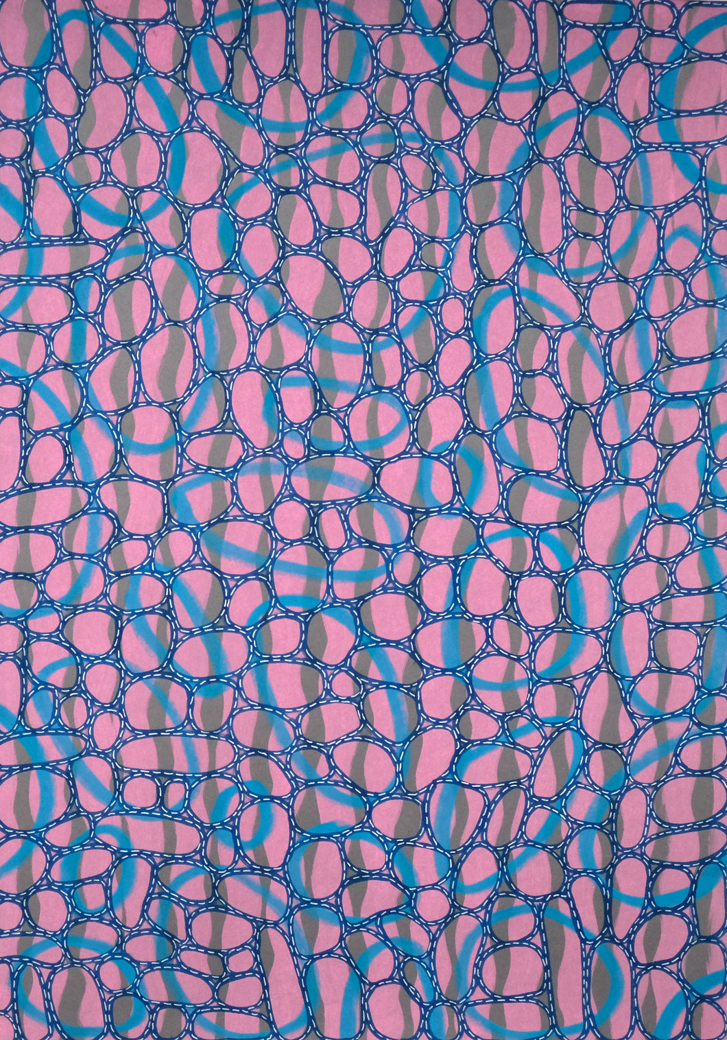 Pink White Turquoise Abstract Art