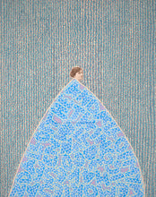 Carica l&#39;immagine nel visualizzatore di Gallery, Mixed media collage on wood: portrait of a woman in blue- Naomi Vona Art
