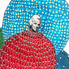 将图片加载到图库查看器，Red And turquoise Contemporary Vintage Mixed Media Art Collage - Naomi Vona Art
