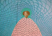 Carica l&#39;immagine nel visualizzatore di Gallery, Contemporary Collage Art On Round Wood Board - Naomi Vona Art
