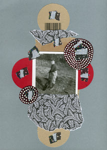 Silver Black Mixed Media Collage On Paper - Naomi Vona Art
