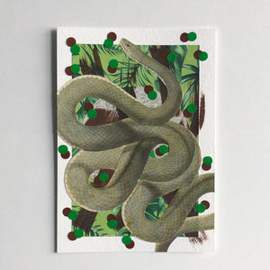 Snake Collage Art, Mixed Media On Paper - Naomi Vona Art