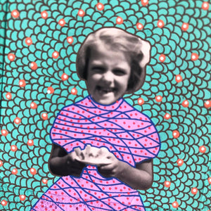 Vintage Happy Baby Girl Portrait Art Collage - Naomi Vona Art